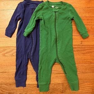 Primary Zip Romper x2, 6-9 months